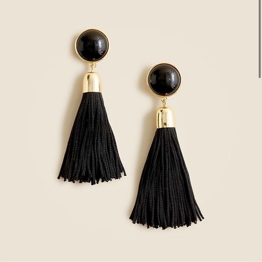 J. Crew Black and Gold Tassel Earrings